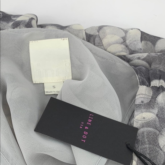 Line & Dot shift dress gray chiffon circle voluminous black straight skirt new S - Picture 4 of 4